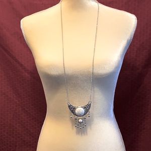 Long crescent necklace and earring set